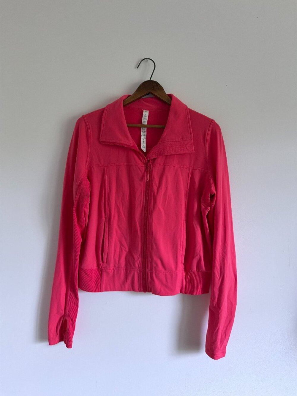 Lululemon Pink Stretchy Full Zip Long Sleeve Zip Pocket Yoga Jacket 10 M L